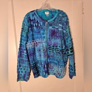 Chico's Blue and Purple Textured Sweater